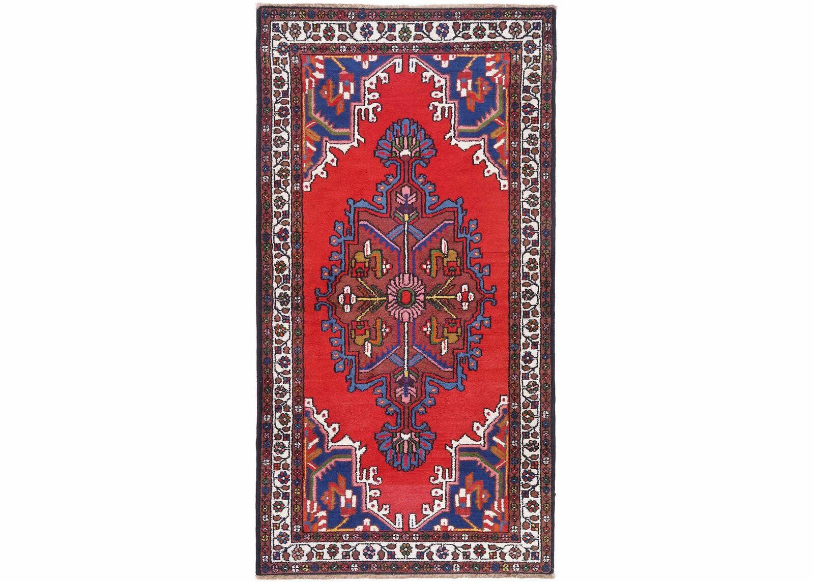 Anatolia Hand-knotted Red-Blue Authentic Rug 6x3 ft Traditional -Rugs Turkey