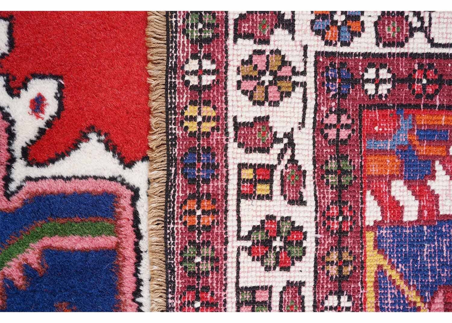 Anatolia Hand-knotted Red-Blue Authentic Rug 6x3 ft Traditional -Rugs Turkey