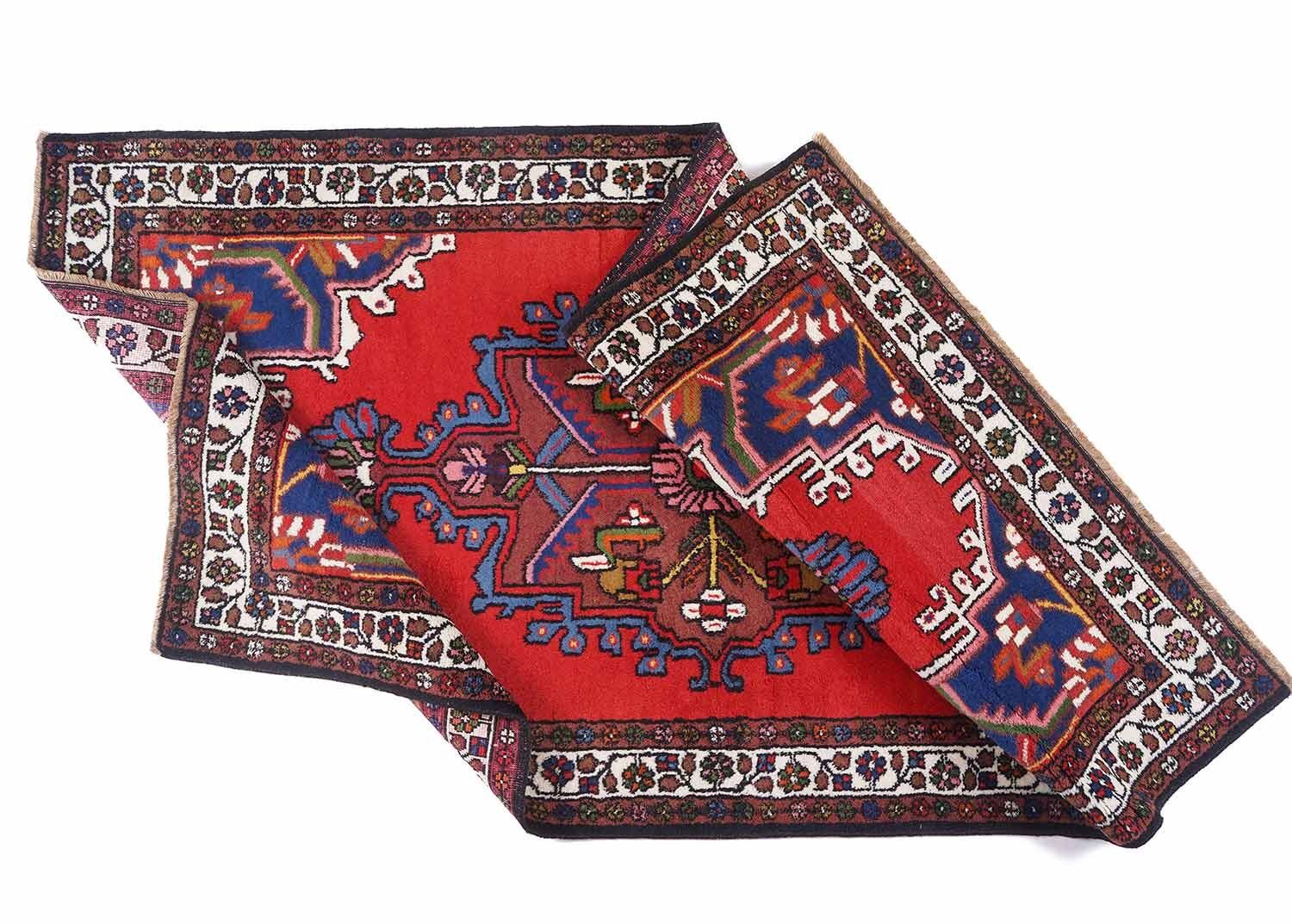 Anatolia Hand-knotted Red-Blue Authentic Rug 6x3 ft Traditional -Rugs Turkey