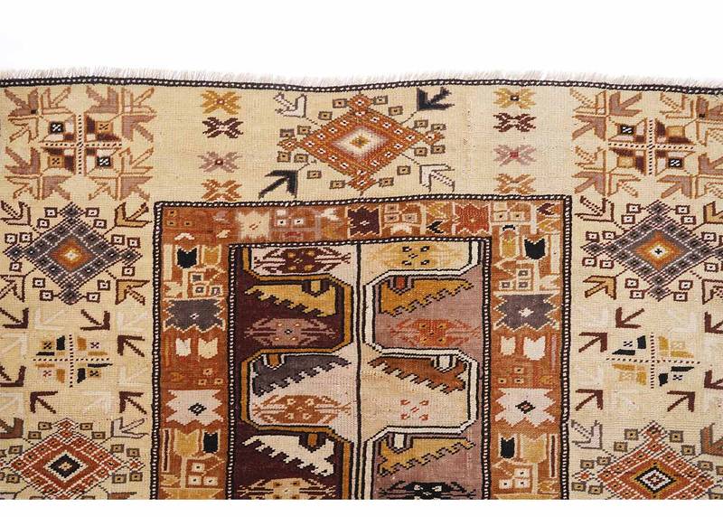 Milas Beige Area Rug 6x3 ft - Hand-Knotted Luxury Carpets for Living Room - Rugs Turkey
