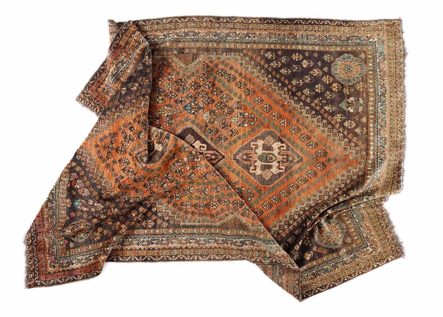 Siraz Antique Handknotted Orange and Brown Area Rug – 8.5x5.7 ft - Rug Turkey