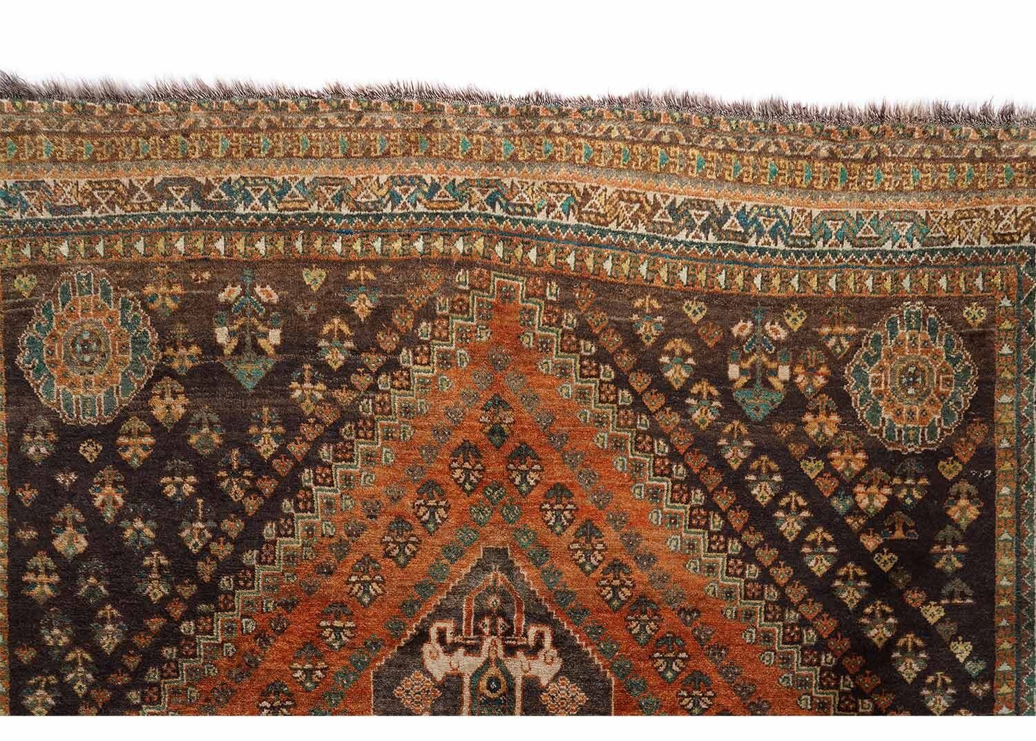 Siraz Antique Handknotted Orange and Brown Area Rug – 8.5x5.7 ft - Rug Turkey