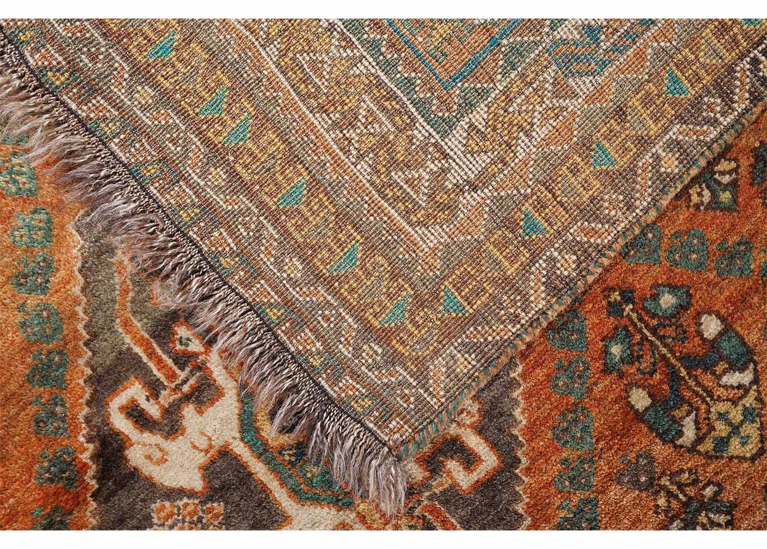 Siraz Antique Handknotted Orange and Brown Area Rug – 8.5x5.7 ft - Rug Turkey