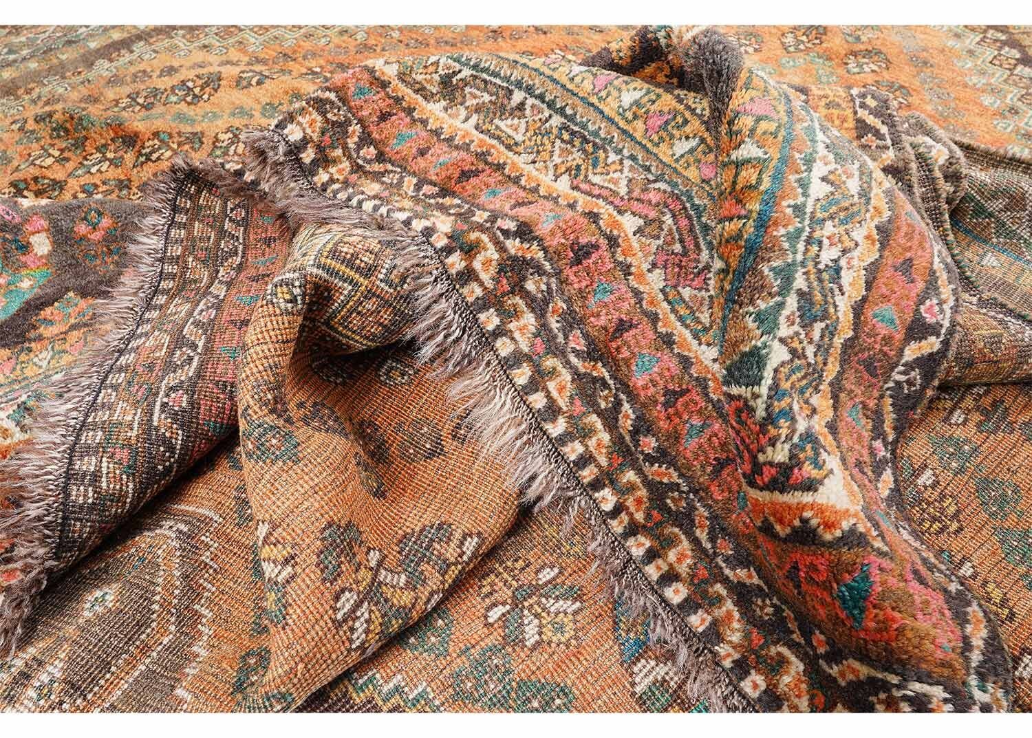 Siraz Antique Handknotted Orange and Brown Area Rug – 8.5x5.7 ft - Rug Turkey