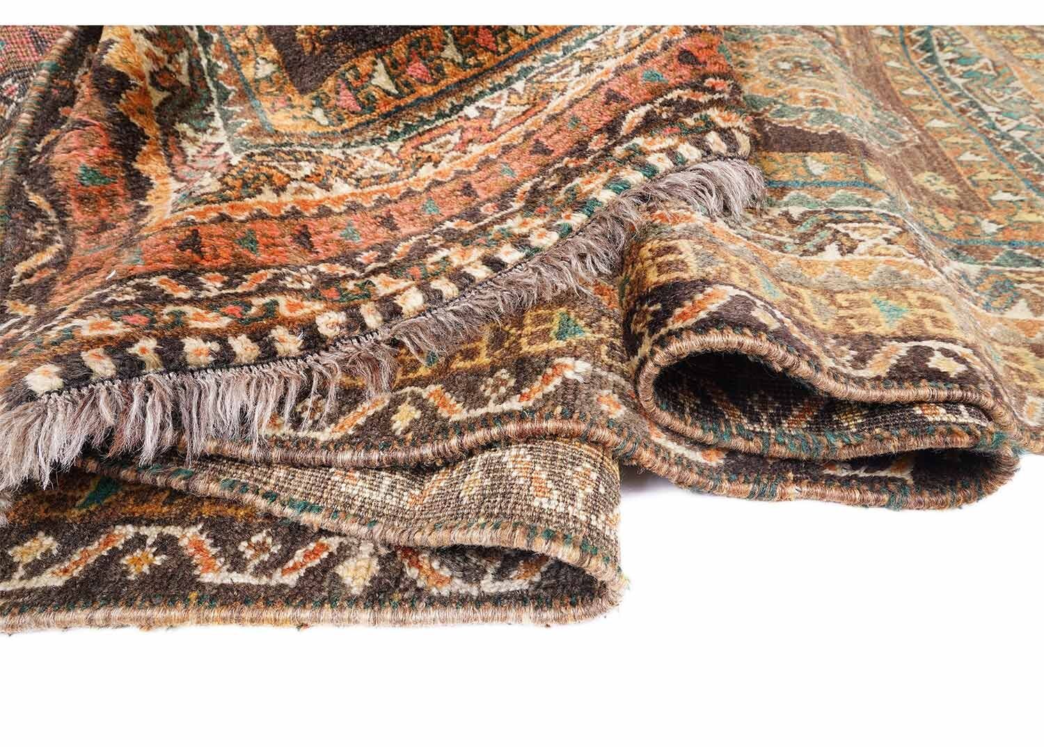 Siraz Antique Handknotted Orange and Brown Area Rug – 8.5x5.7 ft - Rug Turkey