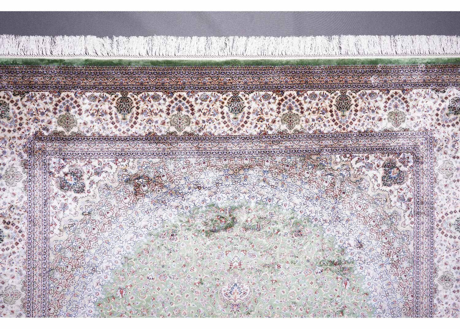 Beige-Green Medallion 6x9 Outdoor Rug Machine-made with Silk - Rugs Turkey