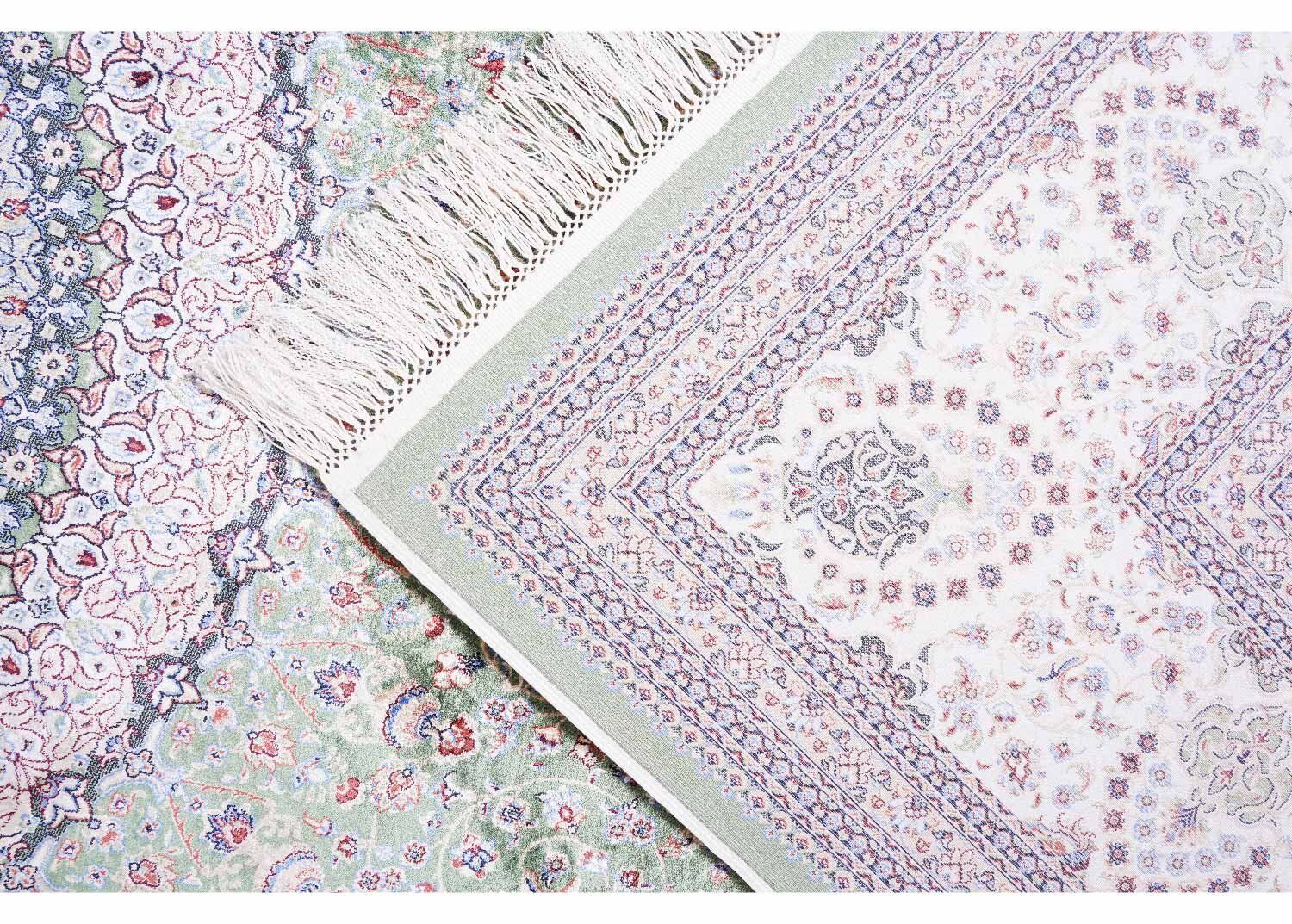 Beige-Green Medallion 6x9 Outdoor Rug Machine-made with Silk - Rugs Turkey