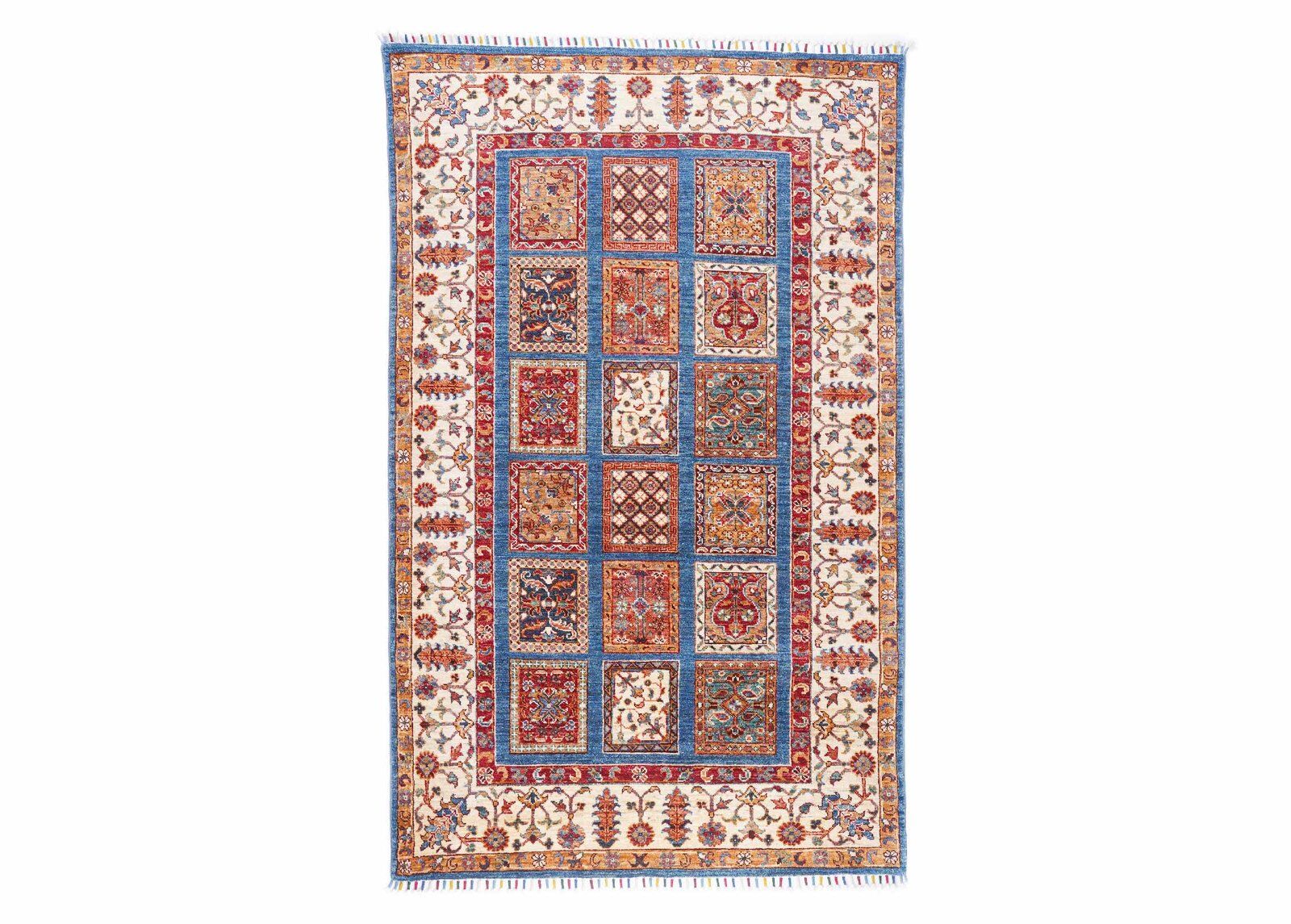 1001 Bilicik Check Pattern Traditional 6x4 Rug Handknotted WoolCotton - Rugs Turkey
